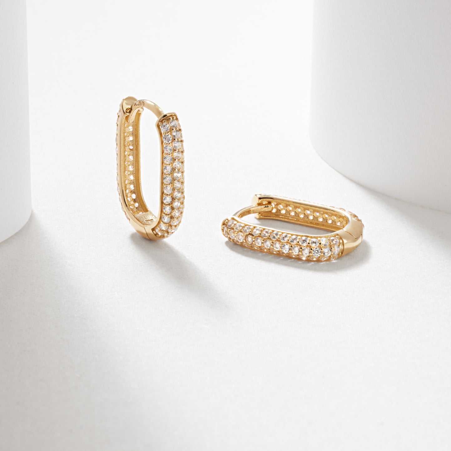 9k Yellow Gold Pave Set Zirconia Huggie Earrings