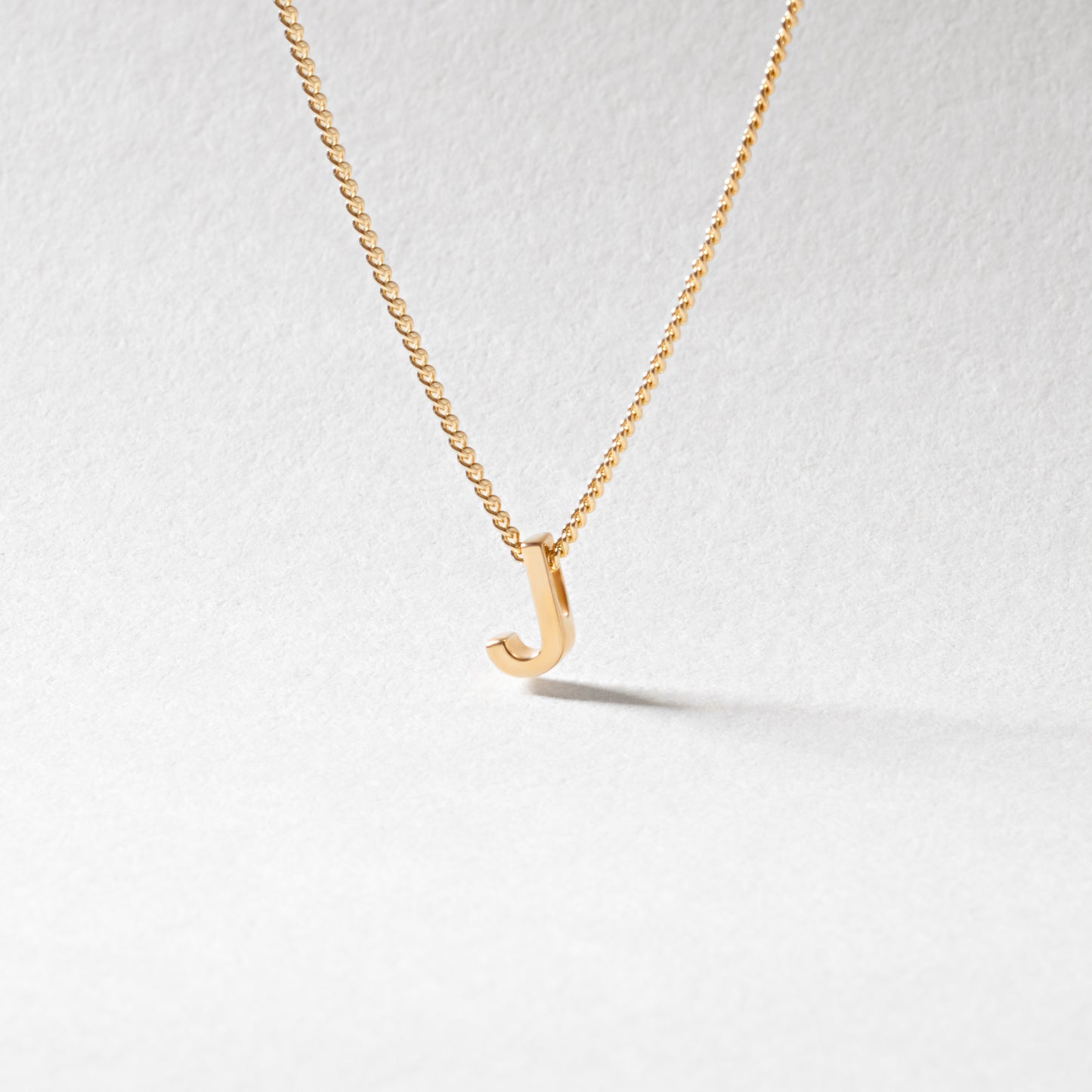 9K Yellow Gold 6mm Slider Initial J with Chain 45cm