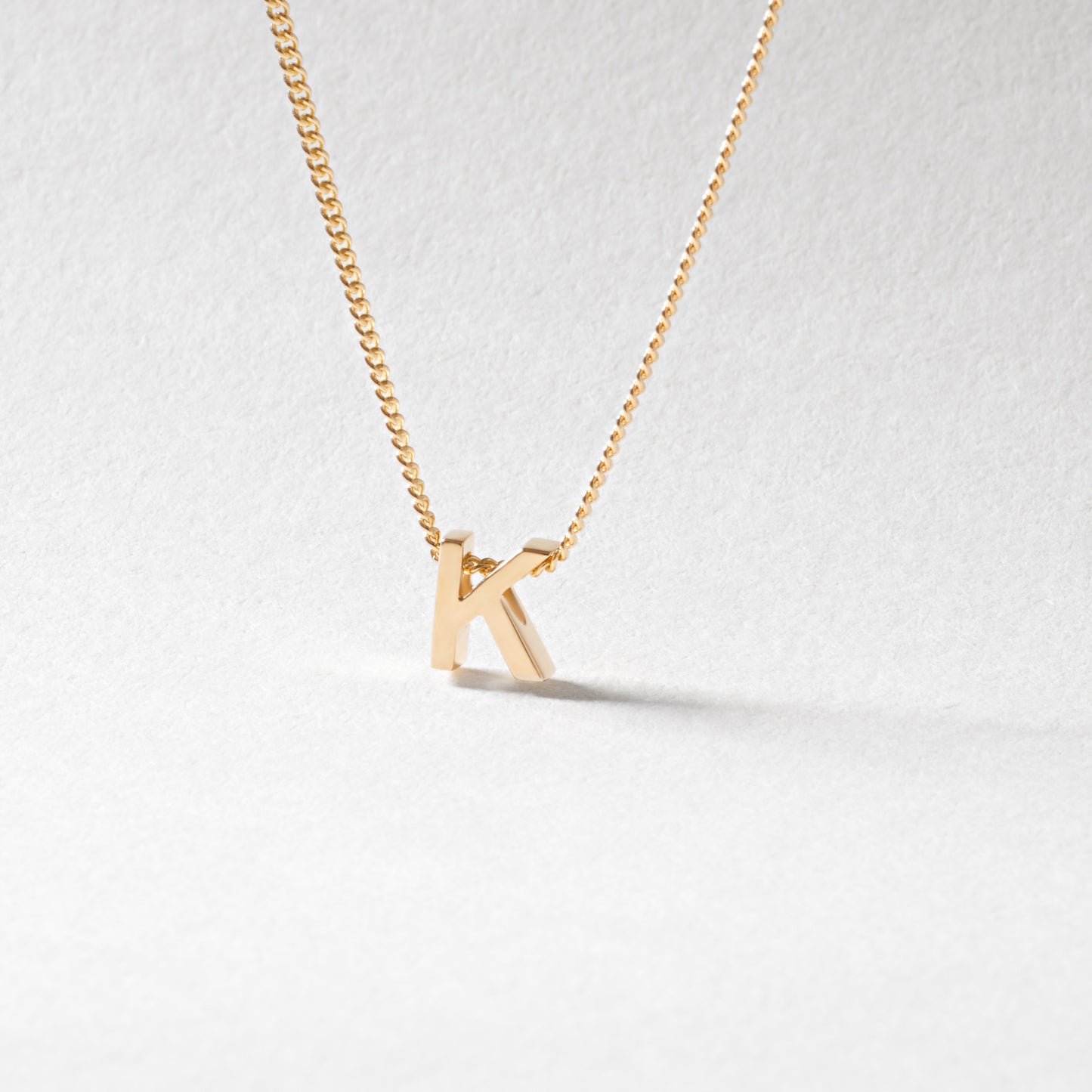 9K Yellow Gold 6mm Slider Initial K with Chain 45cm