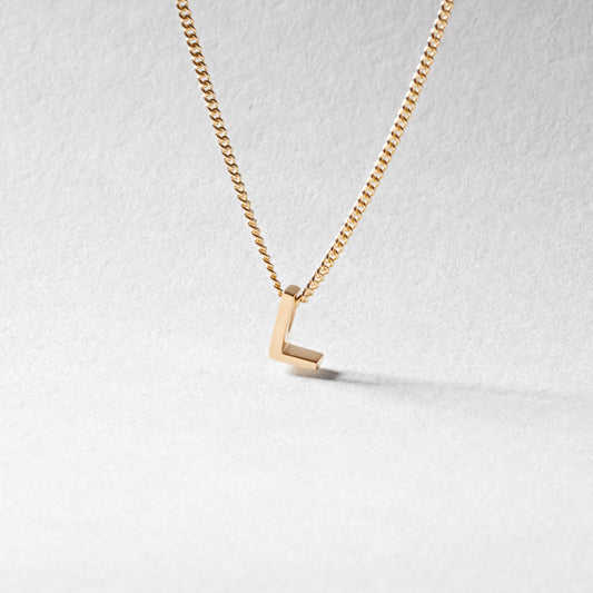 9K Yellow Gold 6mm Slider Initial L with Chain 45cm