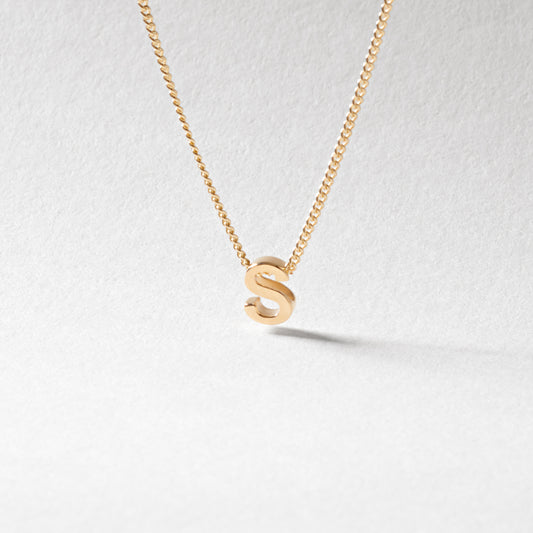 9K Yellow Gold 6mm Slider Initial S with Chain 45cm