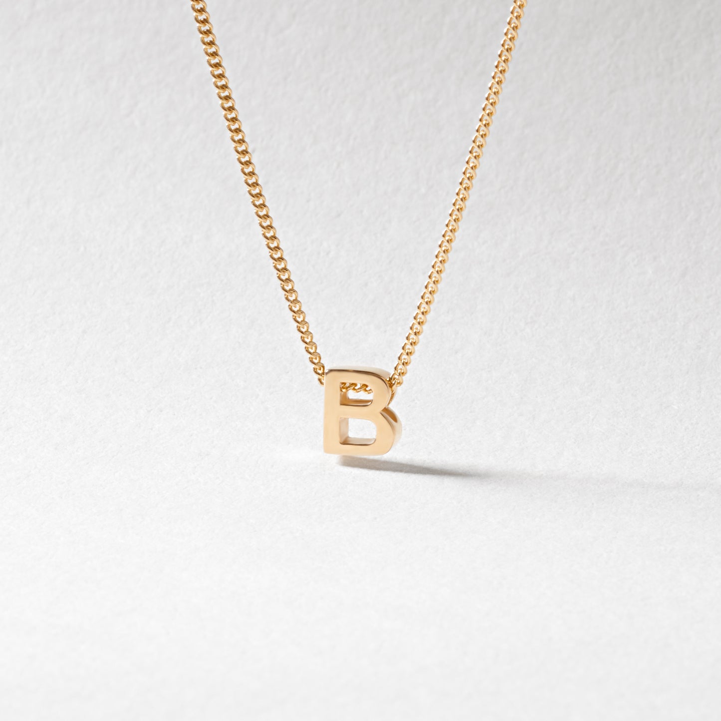 9K Yellow Gold 6mm Slider Initial B with Chain 45cm