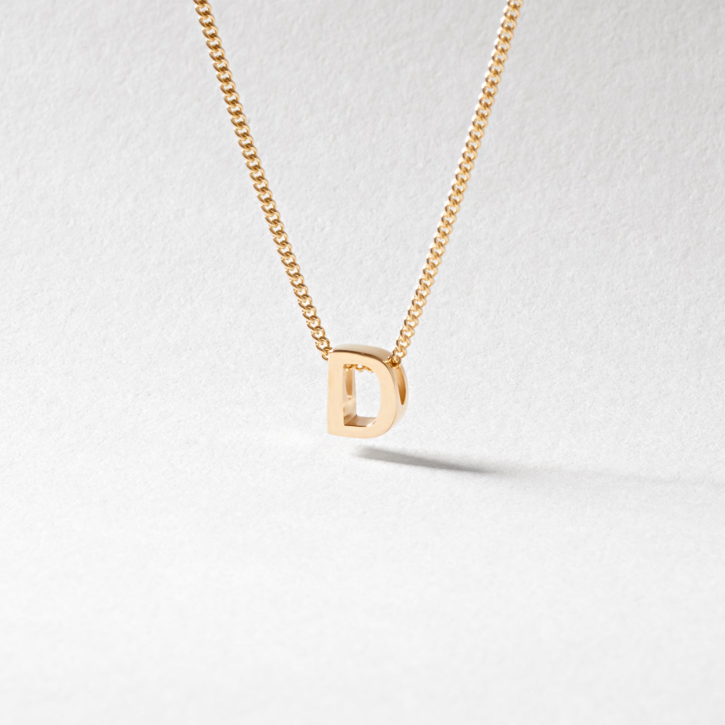 9K Yellow Gold 6mm Slider Initial D with Chain 45cm