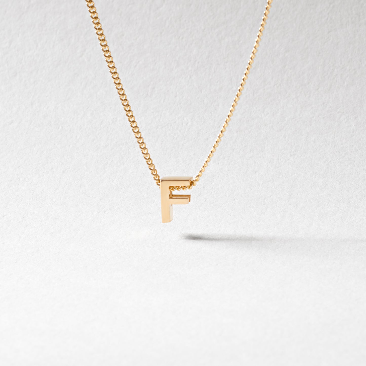 9K Yellow Gold 6mm Slider Initial F with Chain 45cm