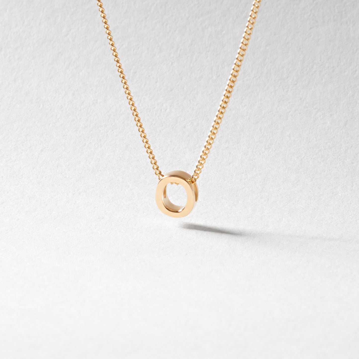 9K Yellow Gold 6mm Slider Initial O with Chain 45cm