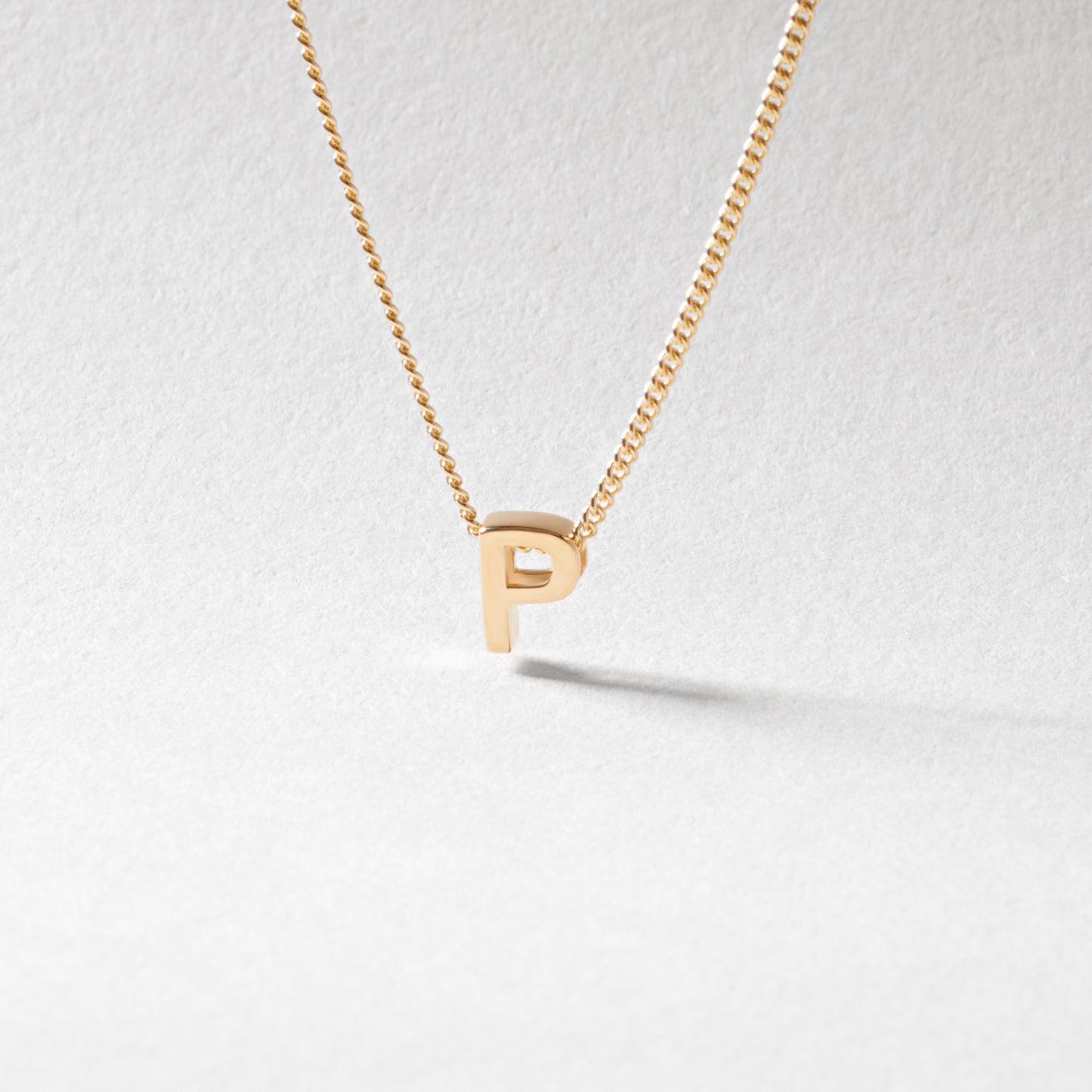 9K Yellow Gold 6mm Slider Initial P with Chain 45cm