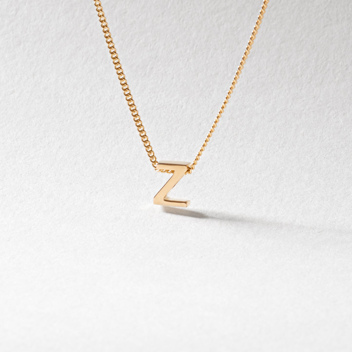 9K Yellow Gold 6mm Slider Initial Z with Chain 45cm