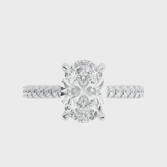 Platinum 2.5ct oval lab diamond FVS1 solitaire + shoulders custom-made engagement ring