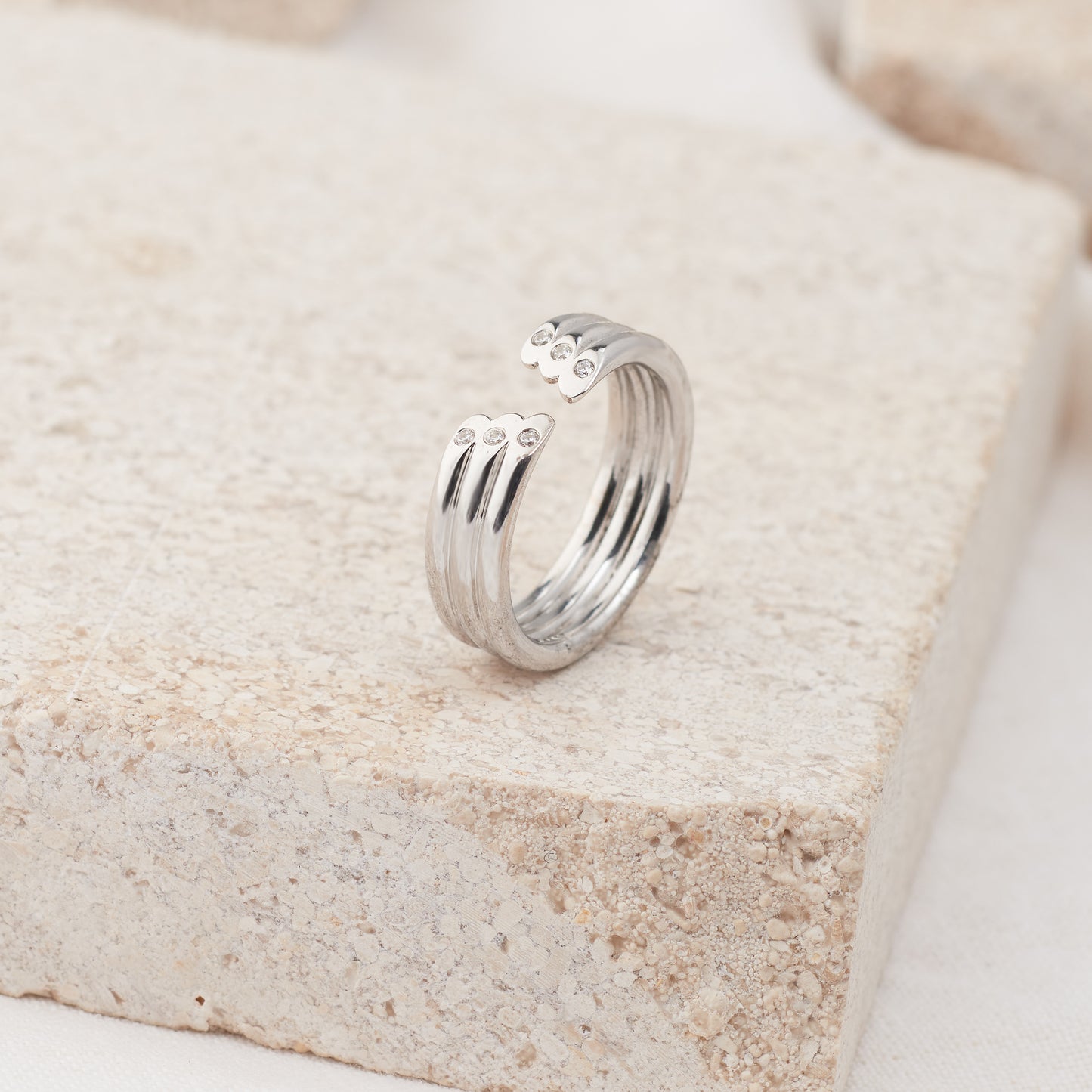 Sterling Silver Zirconia Gap Ring