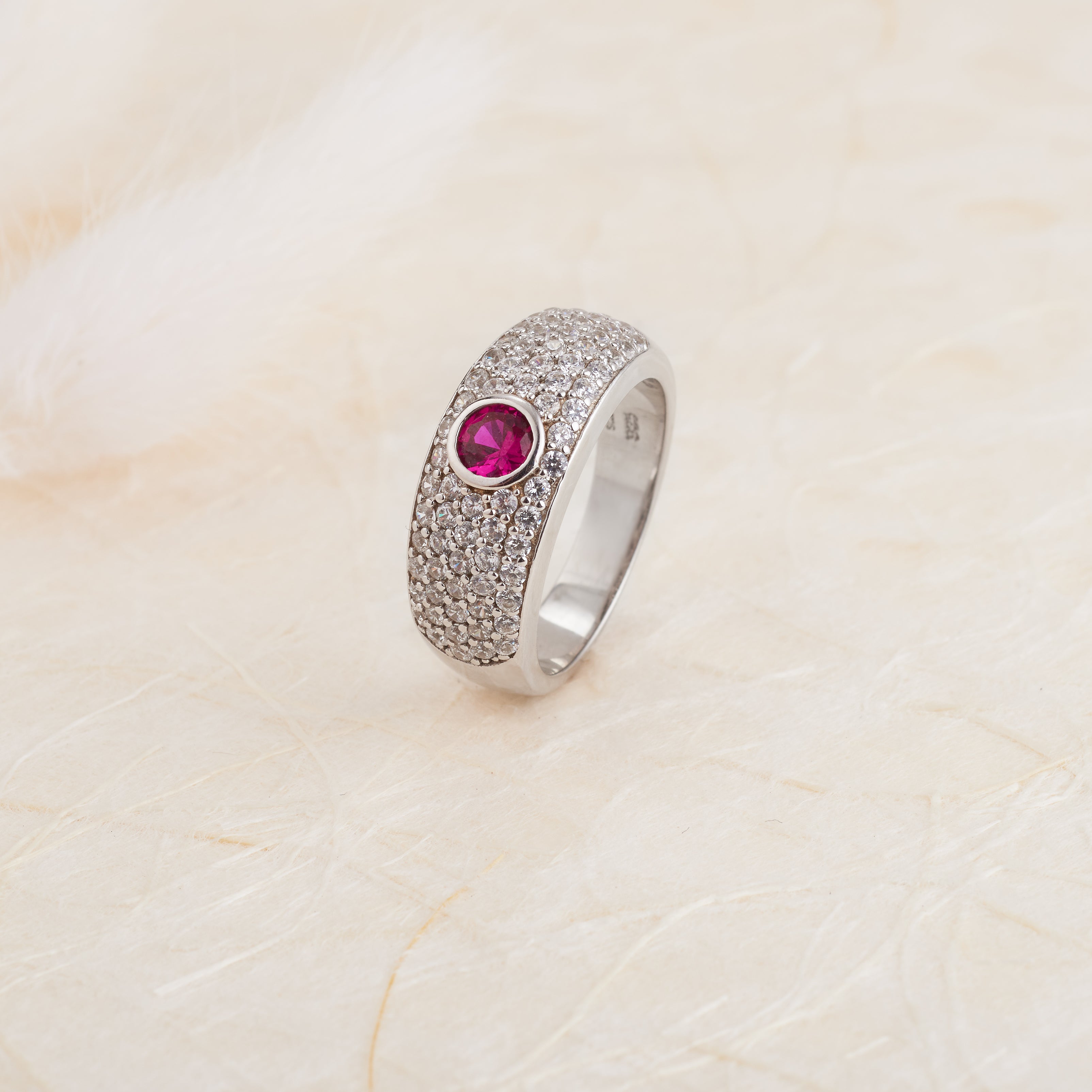 Fine Crafted 9 Carat White Gold Diamond and Ruby Ring