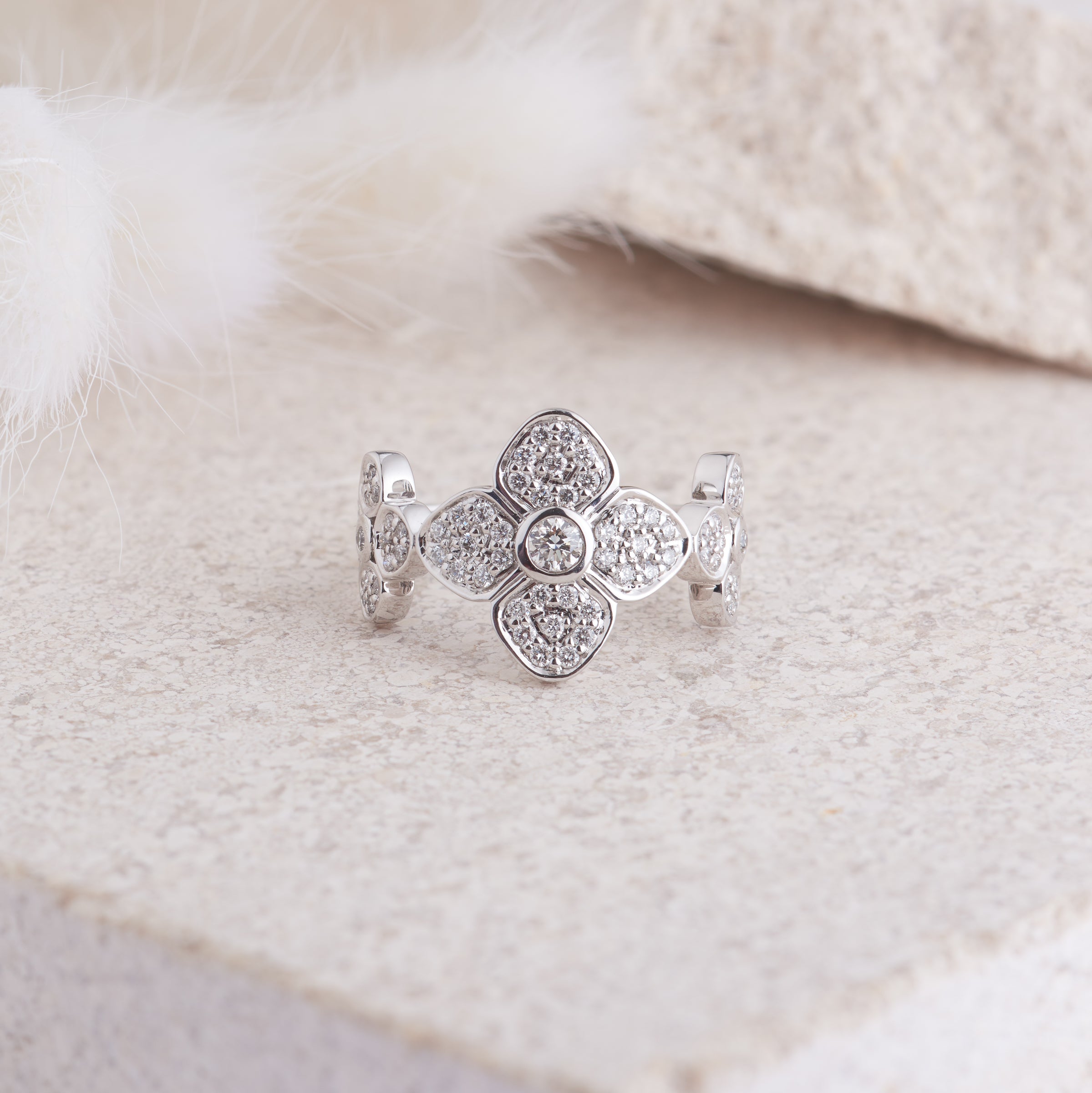 Quatrefoil ring with on sale diamonds