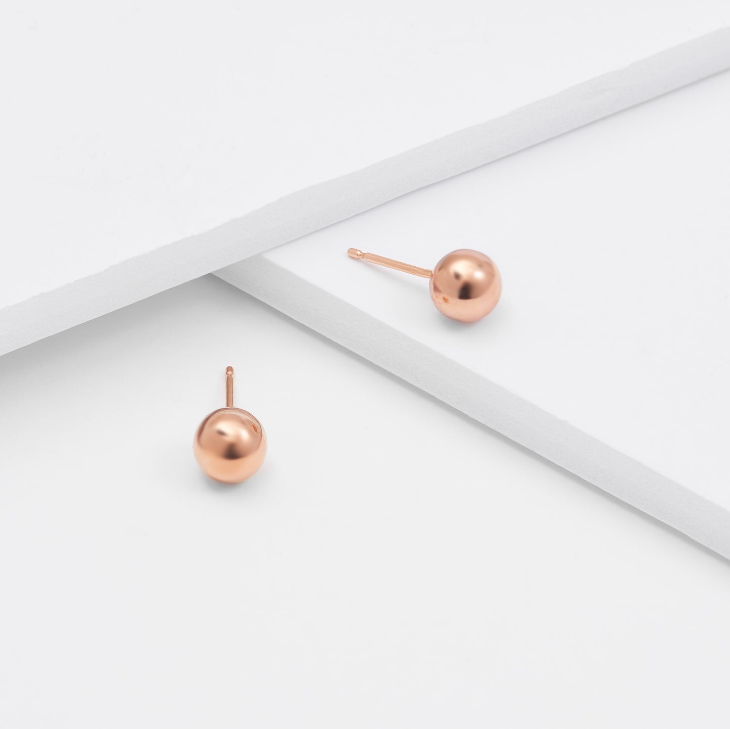 9K Rose Gold Ball Stud Earrings 6mm