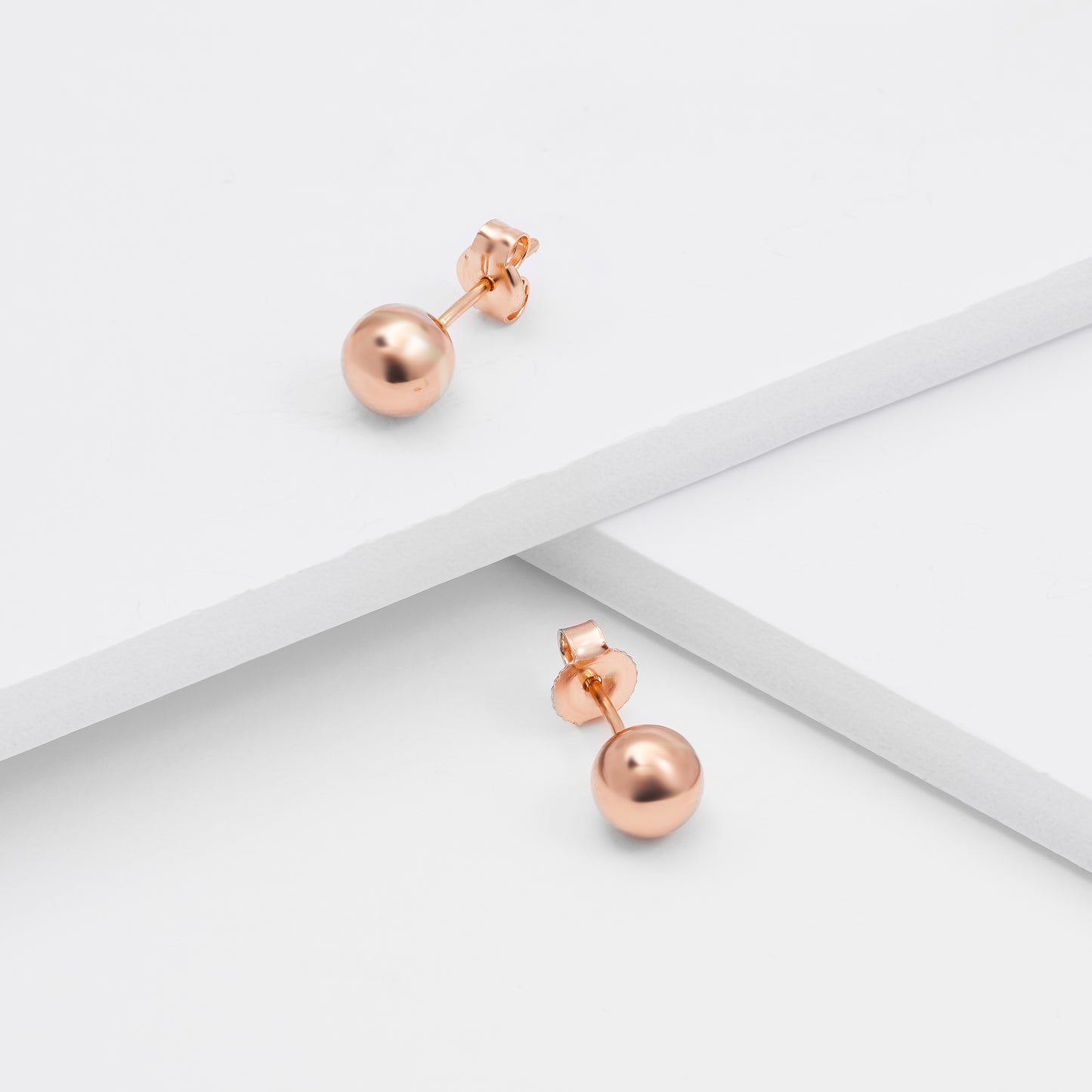 9K Rose Gold Ball Stud Earrings 6mm