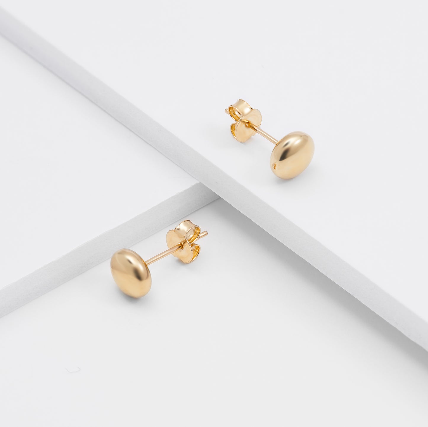 9K Yellow Gold Flat Ball Stud Earrings 6mm