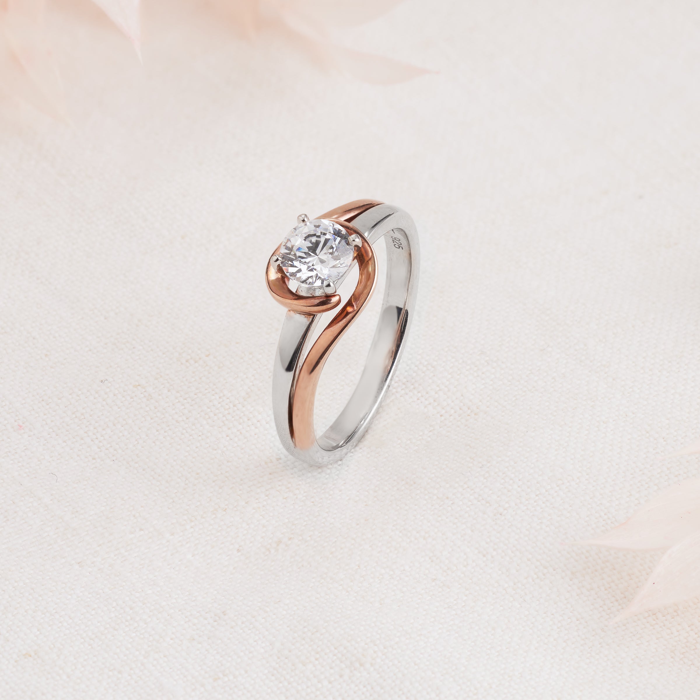 Swirl solitaire deals engagement ring