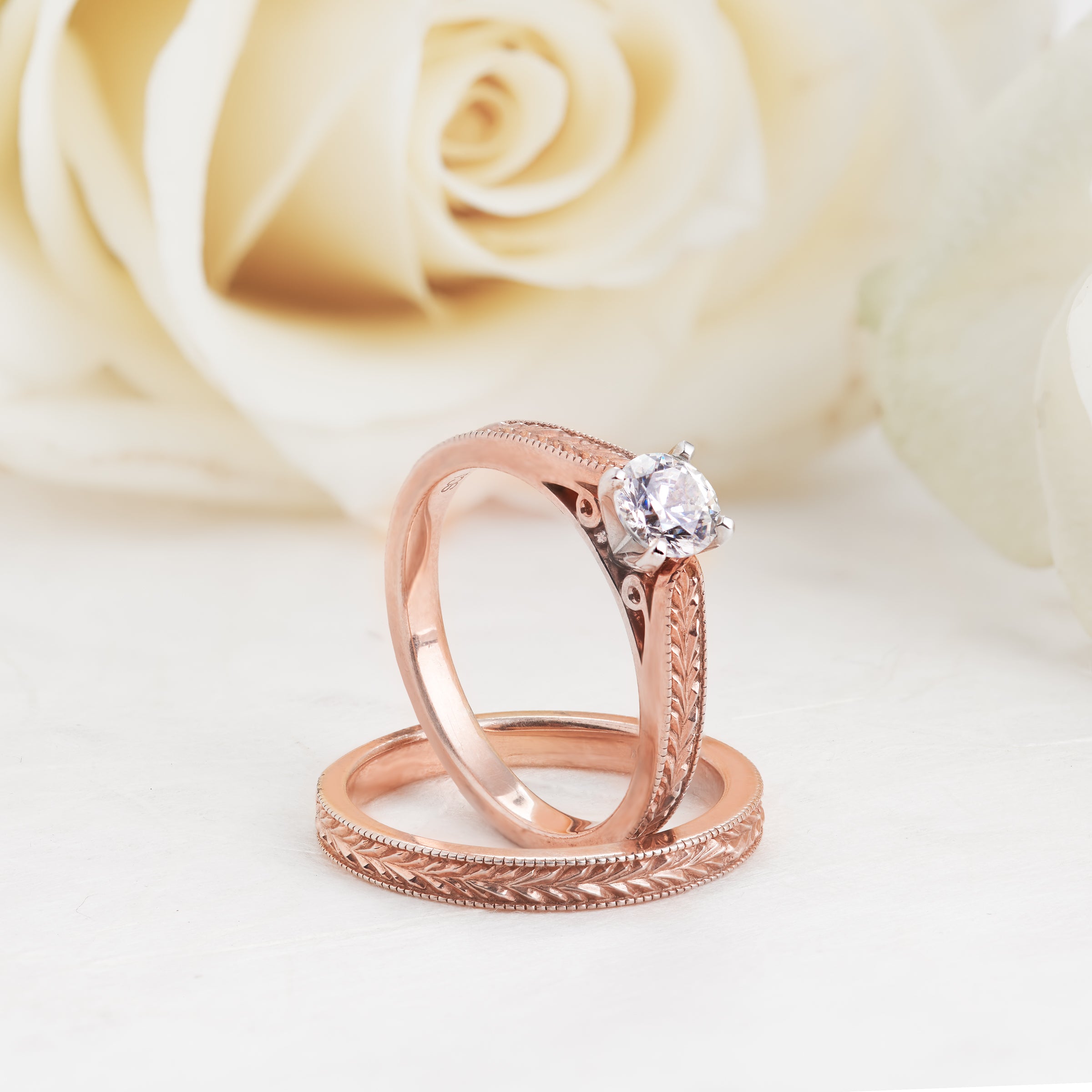 Rose gold deals engagement set