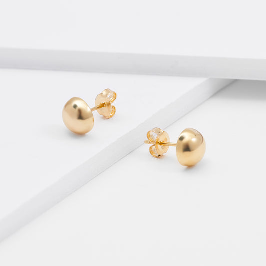 9K Yellow Gold Dome Stud Earrings 8mm