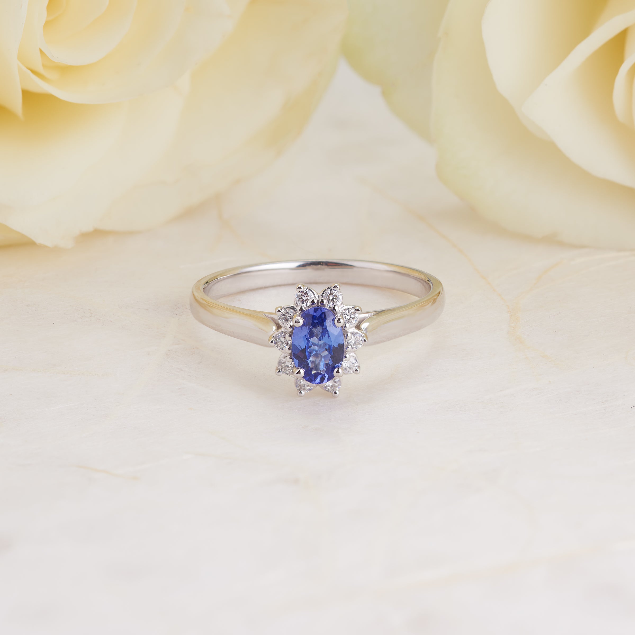 Tanzanite ring sale with diamonds