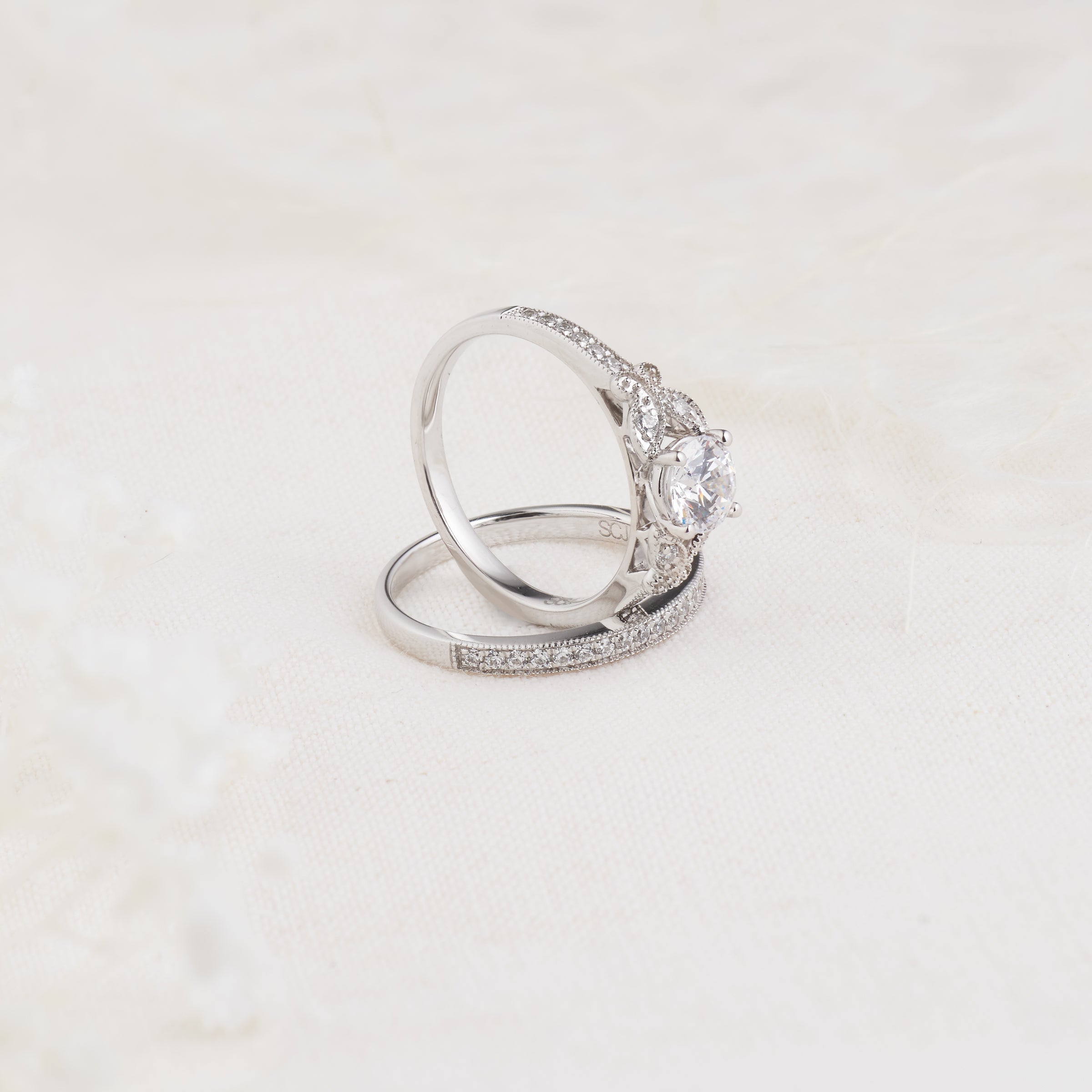 Vintage diamond online bridal sets