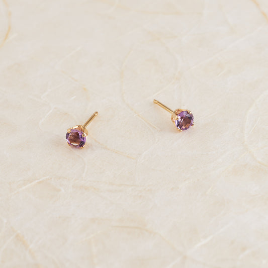 9K Yellow Gold Amethyst Stud Earrings