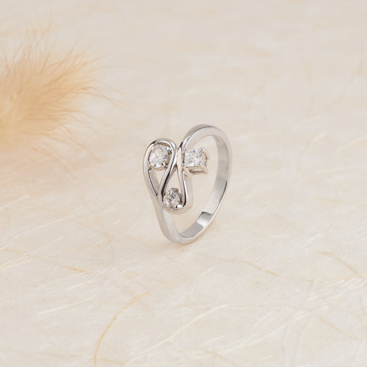 Sterling Silver Triple Zirconia Loop Ring