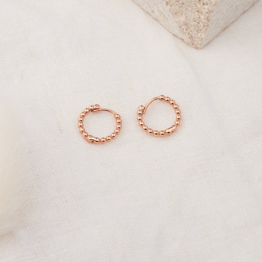 9K Rose Gold Round Ball Huggie Earrings