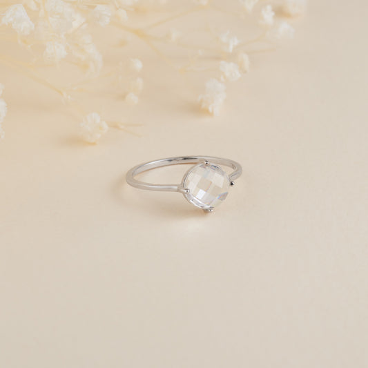 Sterling Silver Round Briolette Zirconia Ring