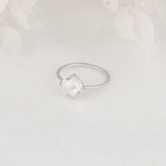 Sterling Silver Round Briolette Zirconia Ring