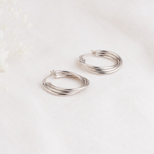 Sterling Silver Trio Twist Hoop Earrings