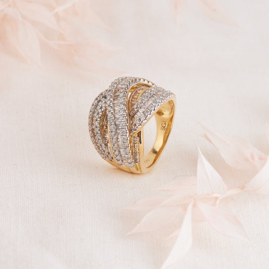 9K Yellow Gold Diamond 3D Weave Dress Ring 2.5tdw