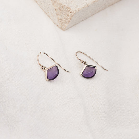 Sterling Silver Purple Obsidian Drop Earrings