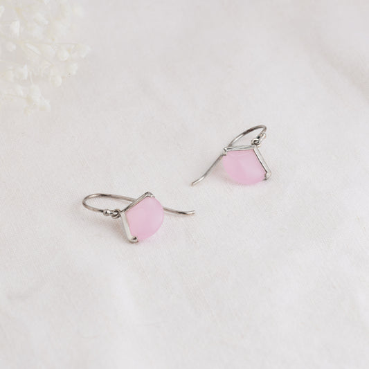 Sterling Silver Rose Quartz Fan Drop Earrings