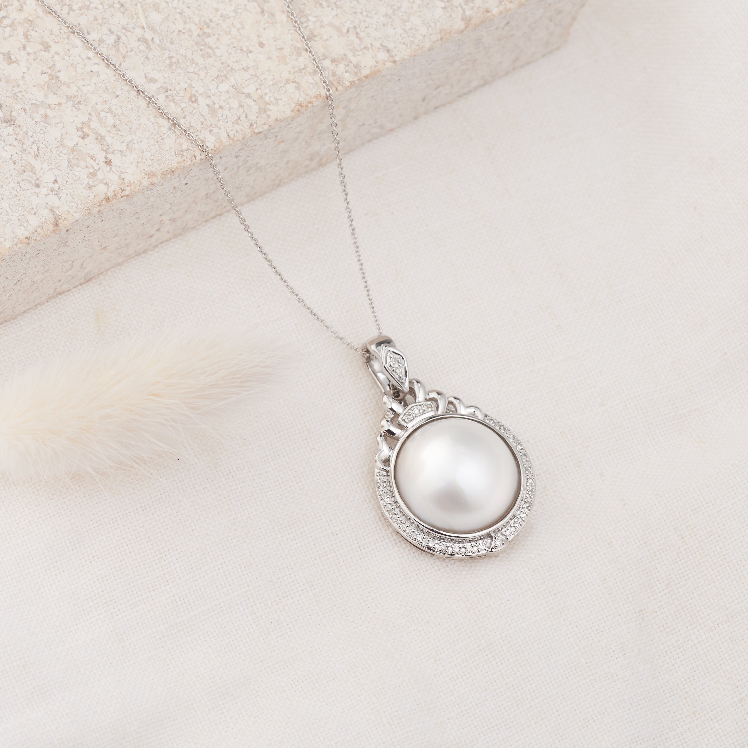 Estate Diamond 14k Gold Mabe Pearl Pendant 2 Strand Pearl Necklace  LIQUIDATI | eBay