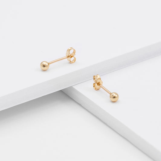 9K Yellow Gold Ball Stud Earrings 3mm