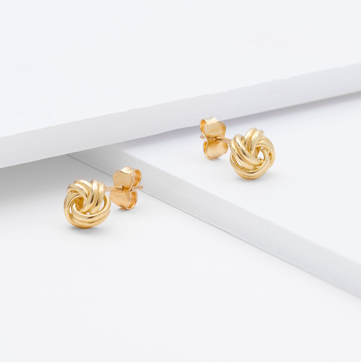 9K Yellow Gold Knot Stud Earrings