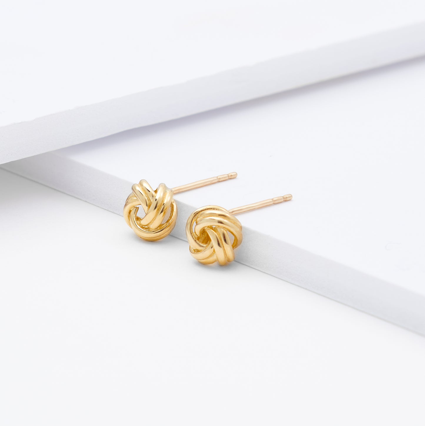 9K Yellow Gold Knot Stud Earrings