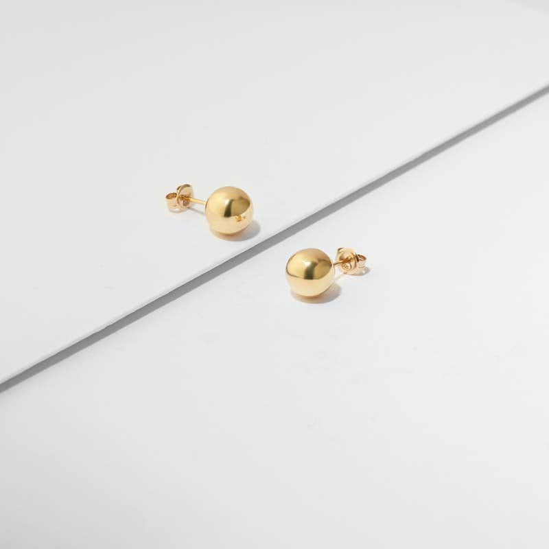 9K Yellow Gold Ball Stud Earrings