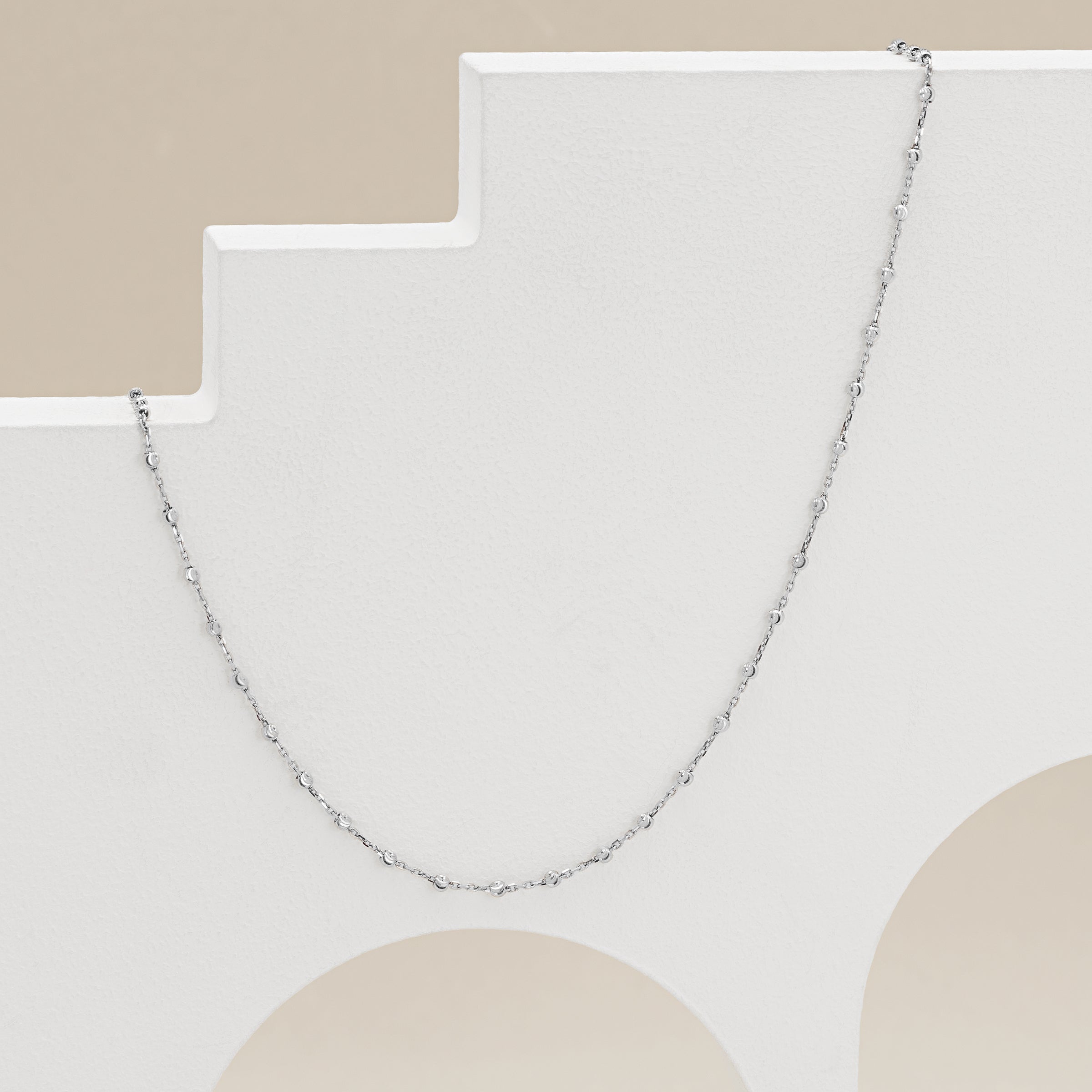 9K White Gold Cable Link Ball Chain 45cm – Simon Curwood Jewellers