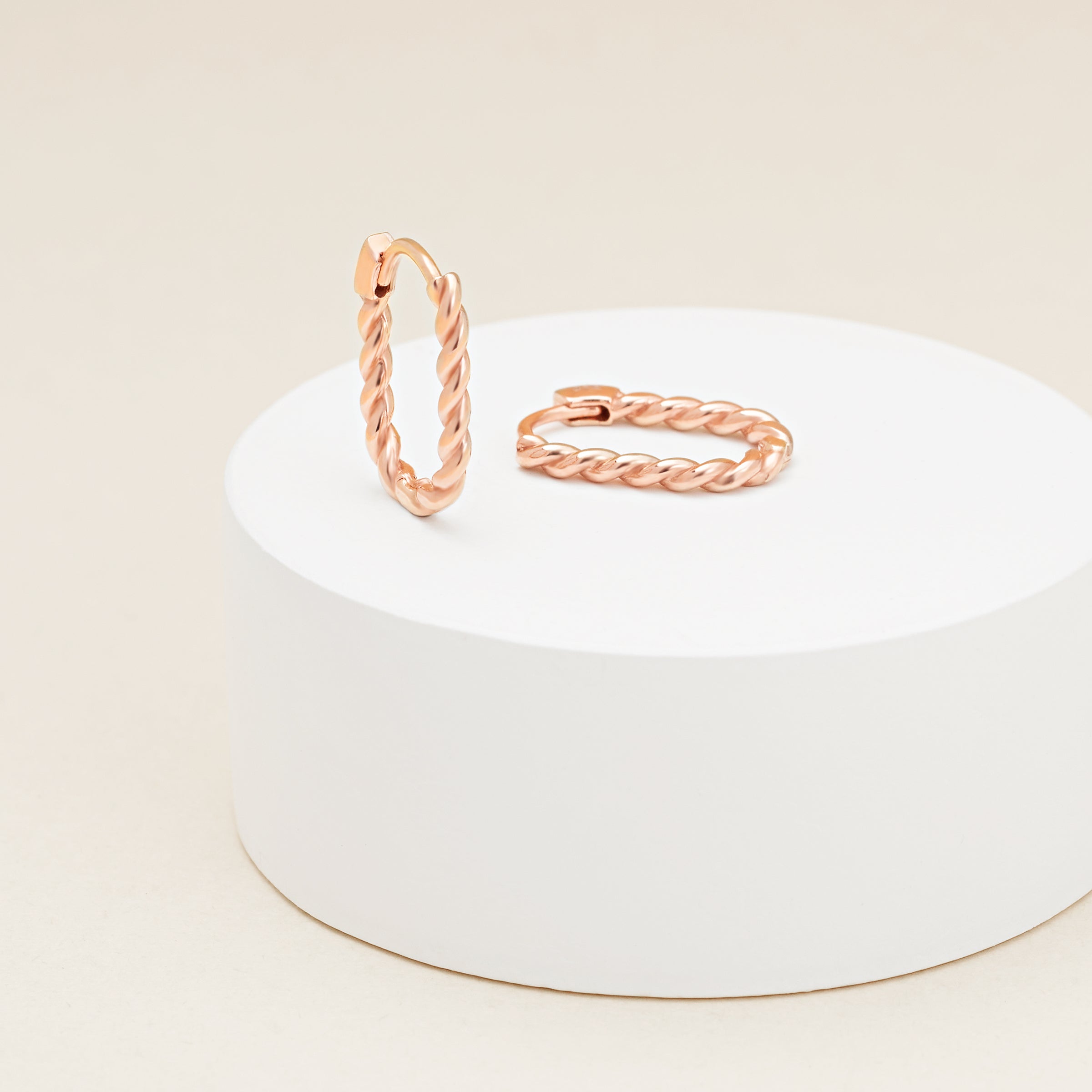 9K Rose Gold Twist Paperclip Huggie Earrings Simon Curwood Jewellers