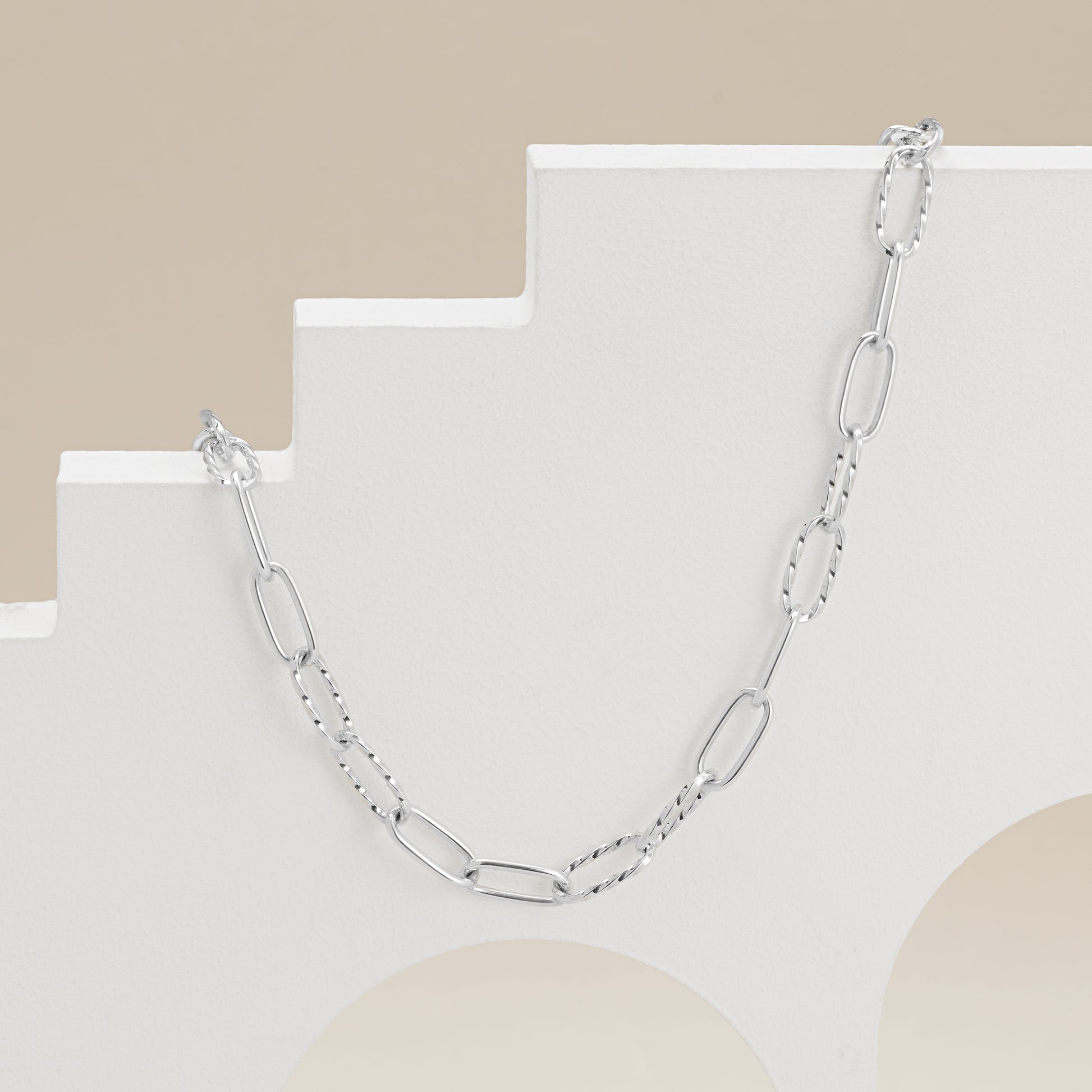 Silver Chain Necklace Cable Chain Paperclip Twist Chain 